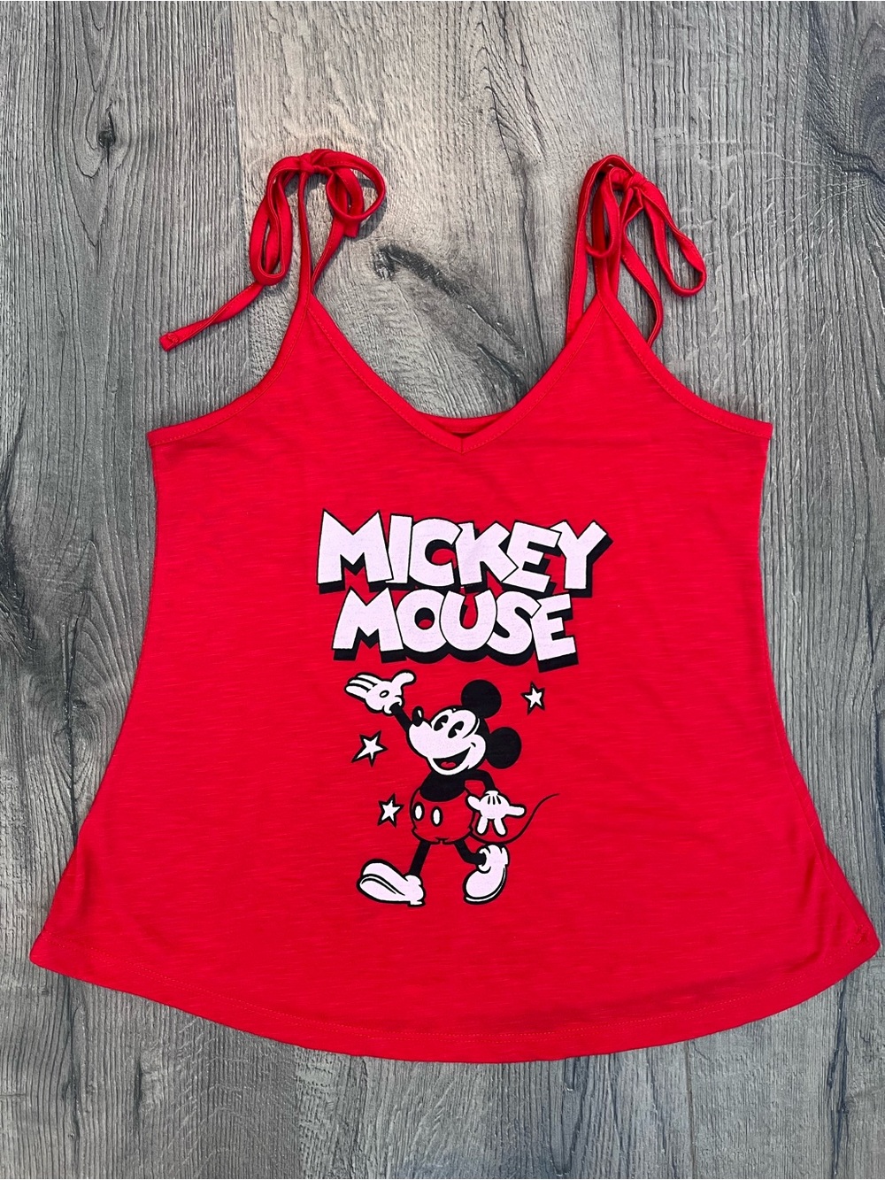 Disney’s Mickey Mouse Red Tie-Shoulder Tank Top - small